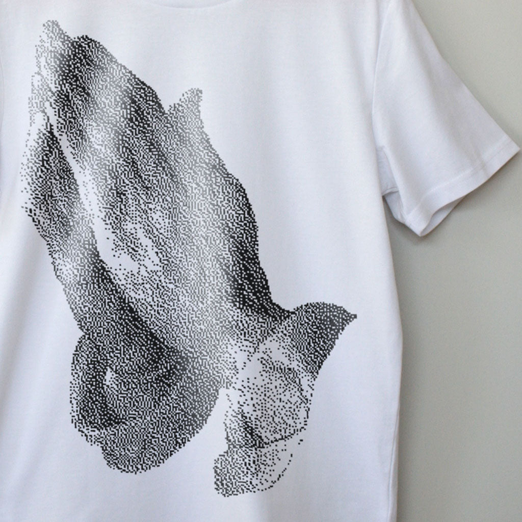 Close up detail – Digital Prayer. Modular Synth and Eurorack T-Shirt Electronic Music Festival T-Shirt