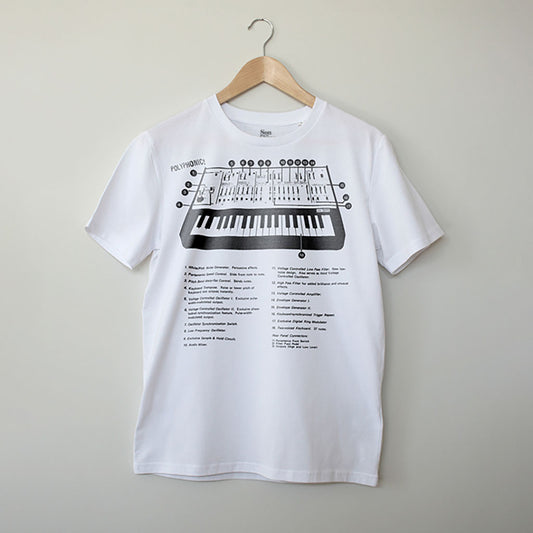 Arp Synth. Contemporary Techno Music T-Shirt for Electronic Music Festivals. Vegan T-Shirt PETA Approved and 100% organic cotton. 