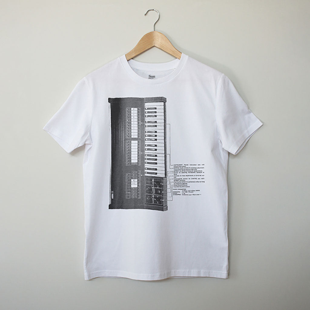 Mens and Women's Unisex Vegan Electronic Music Synth Techno T-Shirt for Electronic Music Festivals. Vegan T-Shirt PETA Approved and 100% organic cotton. 