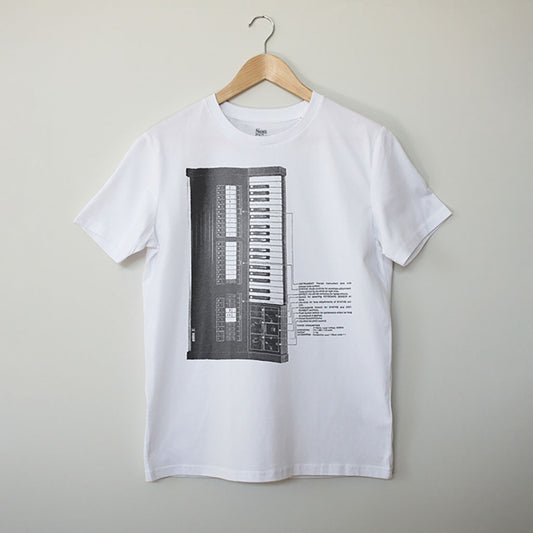 Mens and Women's Unisex Vegan Electronic Music Synth Techno T-Shirt for Electronic Music Festivals. Vegan T-Shirt PETA Approved and 100% organic cotton. 