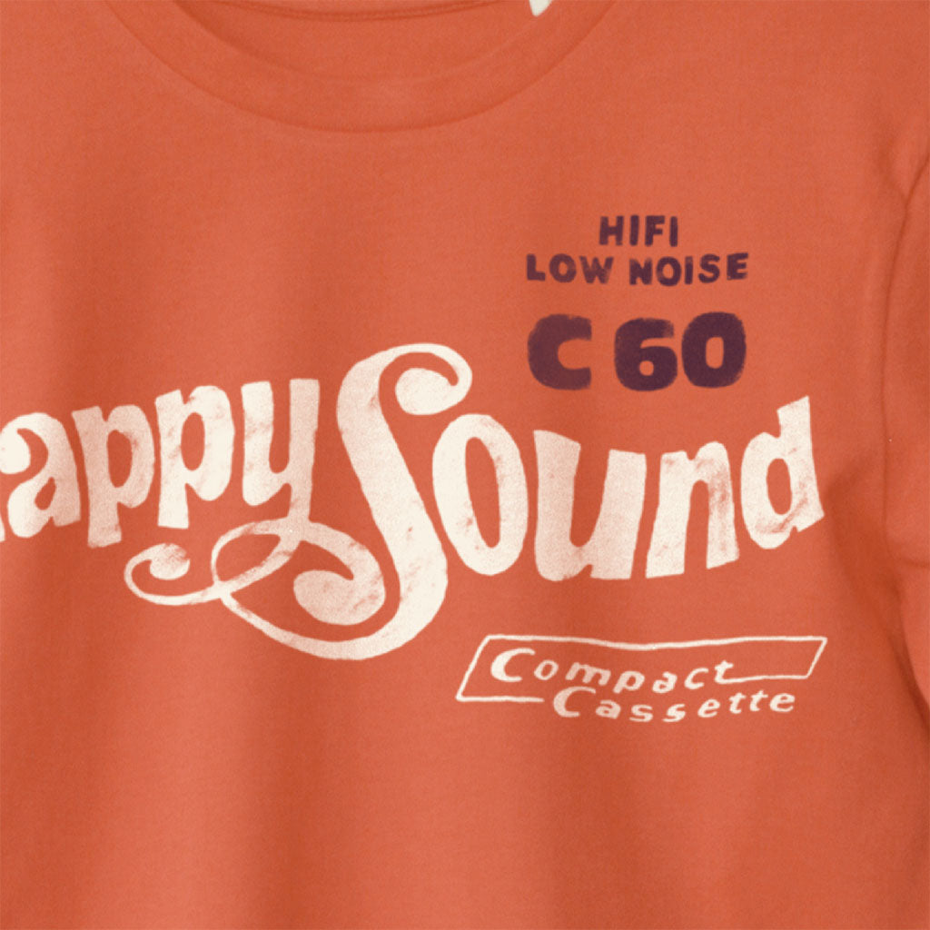 Vintage Cassette Tape T-Shirt. Detail Image. Contemporary Eurorack Synth T-Shirt for Electronic Music Festival T-Shirt – Vegan T-Shirt – PETA Approved and 100% organic cotton