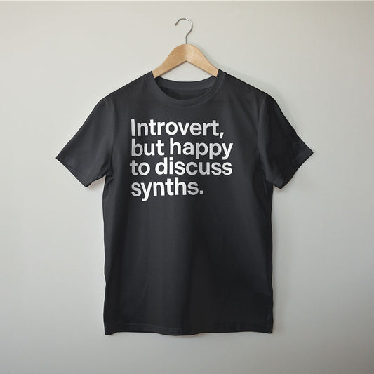 Introvert. Funny Slogan Synth T-Shirt. Contemporary Eurorack T-Shirt for Electronic Music Festival T-Shirt – Vegan T-Shirt – PETA Approved and 100% organic cotton