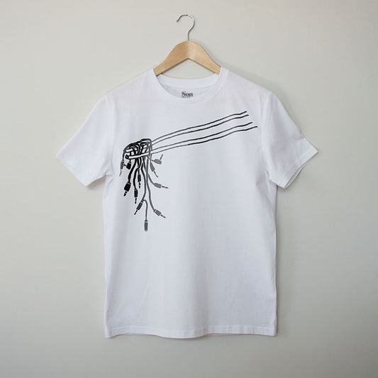 Just Noodling. Illustration. Contemporary Eurorack T-Shirt for Electronic Music Festival T-Shirt – Vegan T-Shirt – PETA Approved and 100% organic cotton