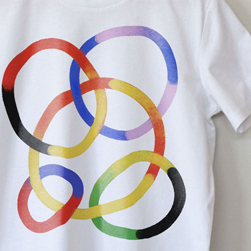 Close up of modular synth techno T-shirt by Son of Sine – unisex organic cotton tee.