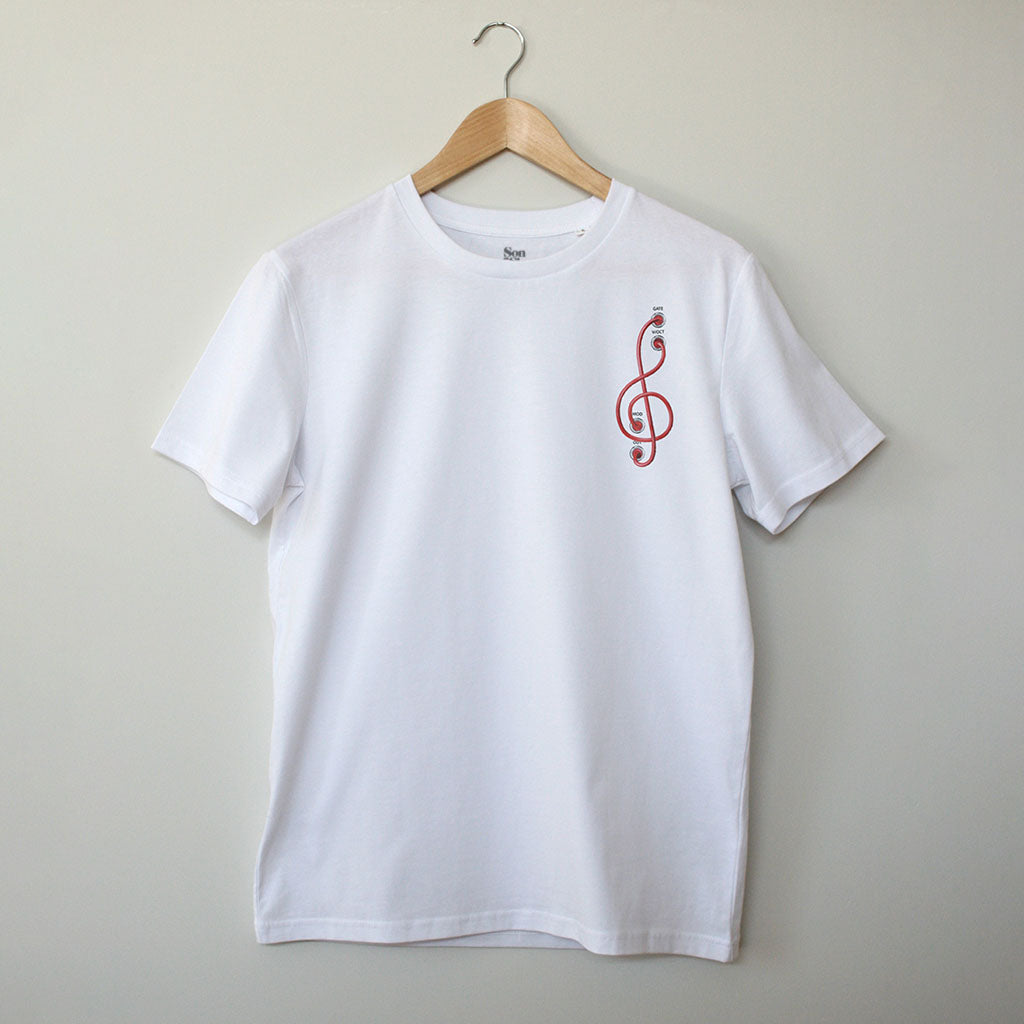 Modular Clef. Contemporary Eurorack T-Shirt for Electronic Music Festival T-Shirt – Vegan T-Shirt – PETA Approved and 100% organic cotton