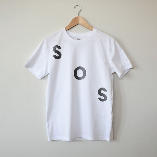 SOS branded t-shirt. Contemporary Eurorack T-Shirt for Electronic Music Festival T-Shirt – Vegan T-Shirt – PETA Approved and 100% organic cotton