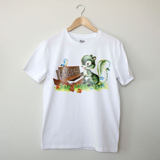 Woodland Waves. Moog Minimoog T-Synth Shirt by Son of Sine – unisex organic cotton tee.